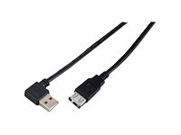 MicroConnect USB 2.0 – USB-förlängningskabel – USB (hona) till USB (hane) – 1.8 m – 90° kontakt – svart