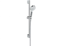 HANSGROHE Crometta 1Jet duschset i vit/krom med 650 mm duschstång handdusch med 1 sprayfunktion och 1,6 meter duschslang