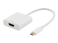 DELTACO USBC-HDMI7 - Ekstern videoadapter - USB-C - HDMI - hvit PC-Komponenter - Skjermkort & Tilbehør - USB skjermkort