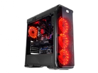 LC Power Gaming 988B Red Typhoon – Tower – ATX – windowed side panel (acrylic) – inget nätaggregat – svart genomskinligt svart – USB/ljud