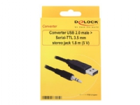 Delock Converter USB 2.0 > Serial-TTL 3.5 mm stereo jack (5 V) - Seriell adapter - USB 2.0 - serie - svart PC tilbehør - Kabler og adaptere - Lydkabler
