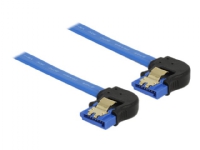 Delock - SATA-kabel - Serial ATA 150/300/600 - SATA (R) vinklad nedåt till SATA (R) vinklad nedåt - 20 cm - sprintlåsning - blå