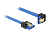 Delock - SATA-kabel - Serial ATA 150/300/600 - SATA (R) rak till SATA (R) vinklad nedåt - 1 m - sprintlåsning - blå