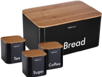 KingHoff Bamboo and Steel Bread Box with Containers (KH-1086)