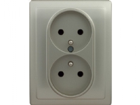 KOS Vena dobbel stikkontakt, jording, 16A 250V, sateng (515036)