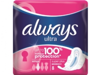 Always Ultra Super Plus sanitetsbind med vinger 8 stk