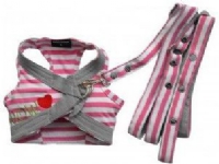 DoggyDolly Striped vest with a leash pink size L