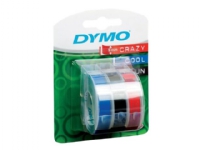 DYMO 3D prægetape 9mm x 3m sort, rød og blå selvklæbende - (3 stk.) Papir & Emballasje - Markering - Etiketter og Teip