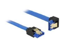 Delock - SATA-kabel - Serial ATA 150/300/600 - SATA (R) rak till SATA (R) vinklad nedåt - 70 cm - sprintlåsning - blå