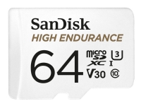 SanDisk High Endurance – Flash-minneskort (microSDXC till SD-adapter inkluderad) – 64 GB – Video Class V30 / UHS-I U3 / Class10 – mikroSDXC UHS-I
