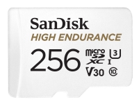 SanDisk High Endurance – Flash-minneskort (microSDXC till SD-adapter inkluderad) – 256 GB – Video Class V30 / UHS-I U3 / Class10 – mikroSDXC UHS-I