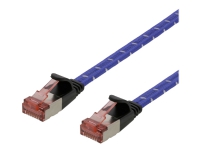 DELTACO – Patch-kabel – RJ-45 (hane) till RJ-45 (hane) – 50 cm – U/FTP – CAT 6a – tvinnad platt – vit blå