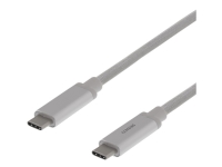 DELTACO USBC-1367M – USB-kabel – USB-C (hane) till USB-C (hane) – USB 3.1 Gen 2 – 1 m – USB Power Delivery (3A 60W) – silver