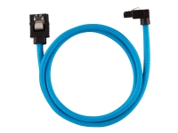 CORSAIR Premium Sleeved - SATA-kabel - Serial ATA 150/300/600 - SATA (hane) rak, låst till SATA (hane) vinklad - 60 cm - blå (paket om 2)
