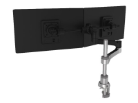 R-Go Zepher 4 Monitor arm plus Smart Bar – Monteringssats (justerbar arm för monitor top mount clamp öppningsring) – för 2 LCD-bildskärmar – aluminium – matt silver – skärmstorlek: upp till 26 tum – disk-monteringsbar