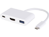 MICROCONNECT USB C han til USB 3.0 hun, HDMI 1,4 hun, USB 3.1 hun adapter, længde 20 cm, farve: hvid PC-Komponenter - Skjermkort & Tilbehør - USB skjermkort