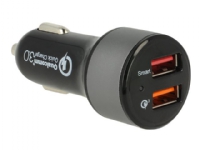 Navilock - Bilstrømadapter - 3 A - QC 3.0 - 2 utgangskontakter (USB) - svart