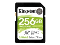 Kingston Canvas Select Plus – Flash-minneskort – 256 GB – Video Class V30 / UHS-I U3 / Class10 – SDXC UHS-I