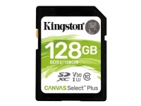 Kingston Canvas Select Plus – Flash-minneskort – 128 GB – Video Class V30 / UHS-I U3 / Class10 – SDXC UHS-I