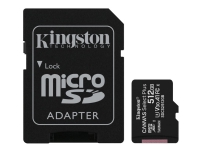 Kingston Canvas Select Plus – Flash-minneskort (microSDXC till SD-adapter inkluderad) – 512 GB – A1 / Video Class V30 / UHS Class 3 / Class10 – mikroSDXC UHS-I