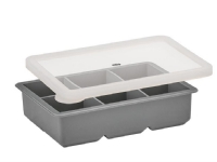 Cilio isterningbrett i silikon med lokk, til 6 store terninger, 17 x 12 x 5 cm