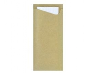 Sachetto 8.5x19 cm Natur med Hvid Serviet,4 pk x 100 stk/krt