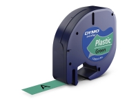 Labeltape DYMO LetraTAG 12mm x 4m grøn plasttape Papir & Emballasje - Markering - Etiketter og Teip