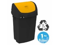 Affaldsbeholder Nordic Recycle 25 ltr Sort Gul vippelåg,stk Kjøkkenutstyr - Husholdningstilbehør - Søppelsortering
