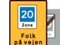 Folk på vejen - 20 km/t - Oplysningstavle E53,4-20 90x60cm T3 refleks, DS/EN12899-1 Klær og beskyttelse - Sikkerhetsutsyr - Skilter & Sikekrhetsmerking