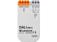 DALI-relämodul med 8 ampere strömbrytare. För på/av-styrning av ljuskällor eller 230V elektriska apparater. Kan placeras i lampans uttag.