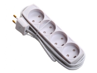 4-Stikdåse U/J med dummyhul og 2,5 meter ledning hvid