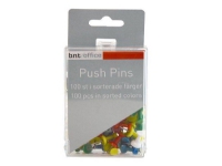 Markeringsnåle Push Pins ass. farver - (100 stk.) Kontorartikler - Kontortilbehør - Kartnåler