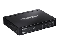 TRENDnet TPE TG611 – Switch – 4 x 10/100/1000 (PoE+) + 1 x 10/100/1000 (upplänk) + 1 x Gigabit SFP – skrivbordsmodell – PoE+ (65 W)