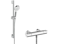 Hansgrohe Crometta fristående duschsystem med Vario duschset 65 cm och Ecostat 1001 CL termostatblandare