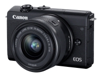 Canon EOS M200 – Digitalkamera – spegellöst – 24.1 MP – APS-C – 4 K / 25 fps – 3x optisk zoom EF-M 15 – 45 mm IS STM-lins – Wi-Fi Bluetooth – svart
