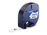 Labeltape DYMO LetraTag 12mm x 4m hvid plasttape Papir & Emballasje - Markering - Etiketter og Teip