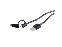 S-Conn 14-14025 1 m USB 2.0 A/USB Micro B Lightning Svart USB 2.0 1,5 A