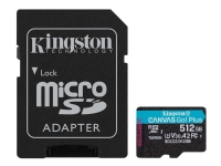 Kingston Canvas Go! Plus - Flashminnekort (microSDXC til SD-adapter inkludert) - 512 GB - A2 / Video Class V30 / UHS-I U3 / Class10 - microSDXC UHS-I Tele & GPS - Mobilt tilbehør - Minnekort