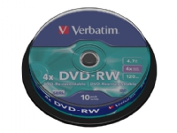 Verbatim DataLifePlus - 10 x DVD-RW - 4.7 GB 4x - matt sølv - spindel PC-Komponenter - Harddisk og lagring - Lagringsmedium