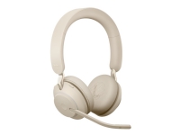 Jabra Evolve2 65 UC Stereo – Headset – på örat – Bluetooth – trådlös – USB-A – ljudisolerande – beige