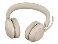 Jabra Evolve2 65 MS Stereo – Headset – på örat – Bluetooth – trådlös – USB-C – ljudisolerande – beige – Certifierad för Microsoft-teams
