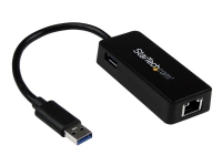 StarTech.com USB 3.0 Ethernet Adapter - USB 3.0 Network Adapter NIC with USB Port - USB to RJ45 - USB Passthrough (USB31000SPTB) - Nätverksadapter - USB 3.0 - Gigabit Ethernet - svart - för P/N: TB33A1C