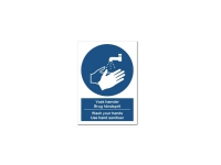 Varningsskylt Tvätta händerna – Använd handdesinfektionsmedel danska/engelska plast A4 – P235PA4