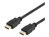 DELTACO HDMI-1050D-FLEX – Hög hastighet – HDMI-kabel med Ethernet – HDMI hane till HDMI hane – 5 m – svart – stöd för 4K