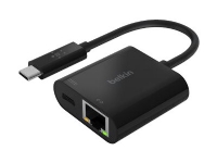 Belkin – Ethernet och laddningsadapter – USB-C – Gigabit Ethernet x 1 + USB-C (endast ström) x 1