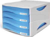 ARDA Smile – Lådskåp – 4 lådor – för A4 240 x 320 mm – genomskinligt ljusblå