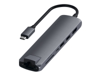 Satechi USB-C Slim Multi-Port with Ethernet Adapter - Dokkingstasjon - USB-C - HDMI - 1GbE PC & Nettbrett - Bærbar tilbehør - Portreplikator og dokking