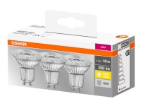 OSRAM LED BASE – LED-glödlampa med reflektor – form: PAR16 – GU10 – 3.6 W (motsvarande 50 W) – klass A++ – varmt vitt ljus – 2700 K (paket om 3)
