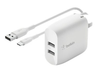 Bilde av Belkin Boostcharge - Strømadapter - 24 Watt - 2 Utgangskontakter (usb) - Hvit