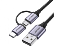 UGREEN Type-C / Micro USB 2-i-1 USB-kabel, QC 3.0, 1m (svart) PC tilbehør - Kabler og adaptere - Datakabler